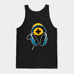 Headphones Blue Tank Top